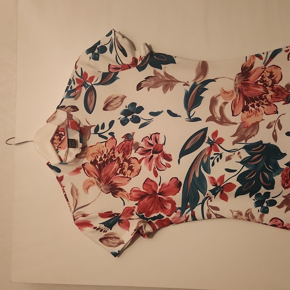SHEIN Clasi Floral Print Mock Neck Bodycon Dress